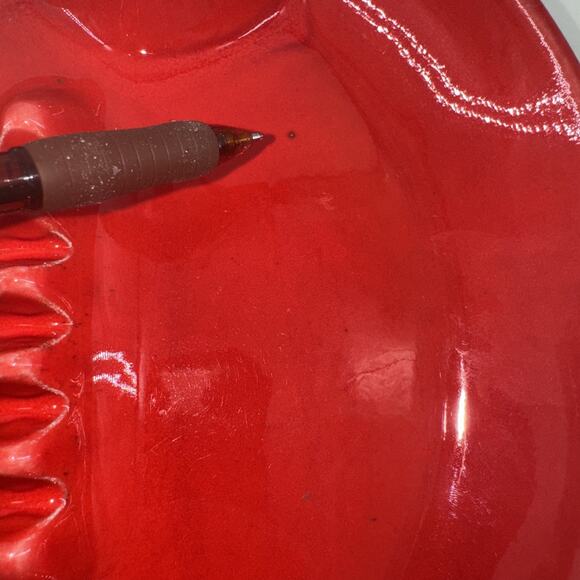 Ashtray Vintage Sequoia Ware 8005 Atomic Red MCM USA Pottery Unique 5-Slot - Picture 10 of 14